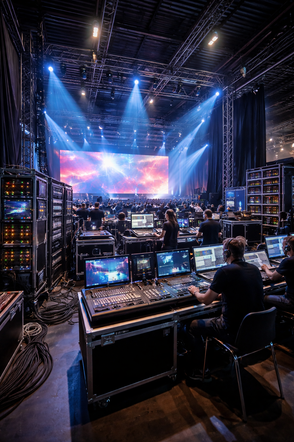 Trabalho nos bastidores do evento